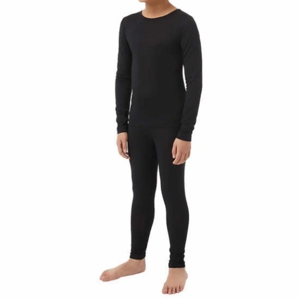 32 Degrees Kid's long John winter layer Heat Set black size small shirt and pant